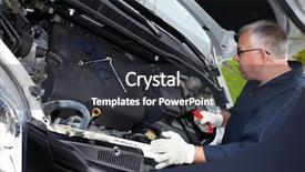 Presentation with vehicle maintenance - Cool new theme with vehicle maintenance - car mechanic in uniform auto backdrop and a  colored foreground