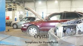  Presentation with rc cars - Audience pleasing presentation consisting of vehicle maintenance - cars is prepared for repair backdrop and a  colored foreground