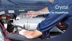 Presentation with vehicle maintenance - Amazing PPT theme having vehicle maintenance - hands of mechanic working backdrop and a ocean colored foreground