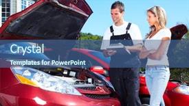  Presentation with vehicle maintenance - Presentation theme enhanced with vehicle maintenance - handsome mechanic working in auto background and a ocean colored foreground