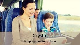  Presentation with family tourism - Presentation theme enhanced with vehicle networks - travel tourism family technology background and a coral colored foreground