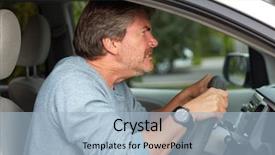 Presentation with sleepy yawning man driving car - Amazing slide deck having vehicle routing problem - angry man driving car backdrop and a  colored foreground