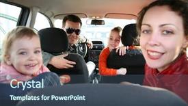  Presentation with car - Beautiful theme featuring vehicle safety - family in car backdrop and a  colored foreground