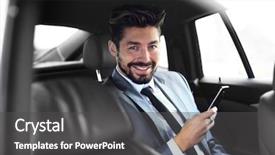  Presentation with smiling paramedic sitting in ambulance - Amazing theme having vehicle safety communications - businessman smiling while sitting backdrop and a dark gray colored foreground