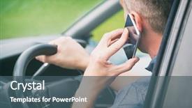  Presentation with driving - Presentation theme with vehicle safety communications - man using smart phone while background and a ocean colored foreground