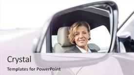  Presentation with reflecting - Slides having vehicle safety communications - portrait of businessman reflecting background and a sky blue colored foreground