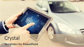  Presentation with diagnostics - PPT theme with road graph - vehicle technology diagnostics and people background and a lemonade colored foreground