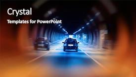  Presentation with vehicle tracking - Amazing presentation theme having vehicle tracking - highway tunnel at night backdrop and a black colored foreground