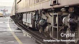  Presentation with train - Beautiful PPT theme featuring vehicle tracking system - train wheels close-up backdrop and a dark gray colored foreground