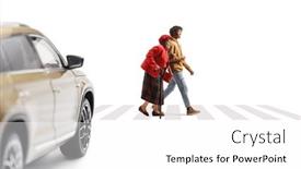  Presentation with pedestrian - Slides having vehicle-waiting-at-a-pedestrian background and a white colored foreground