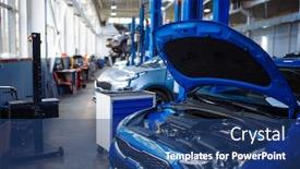  Presentation with car service - Audience pleasing presentation design consisting of vehicle-with-opened-hood-car backdrop and a ocean colored foreground