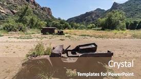  Presentation with military vehicles - Amazing PPT layouts having vehicles on display at malibu backdrop and a coral colored foreground