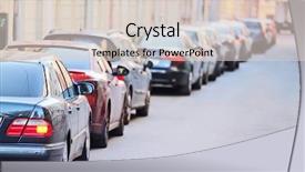  Presentation with vehicles - Amazing PPT theme having vehicles parked near the road backdrop and a lemonade colored foreground