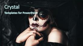  Presentation with sugar skull - Colorful slides enhanced with veil over dark background sugar backdrop and a wine colored foreground