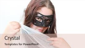  Presentation with carnival - Slide set enhanced with veils - beautiful woman with carnival mask background and a lemonade colored foreground