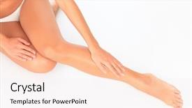  Presentation with vein - PPT theme enhanced with vein - female legs on white floor background and a sky blue colored foreground