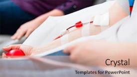  Presentation with vein - Theme featuring vein catheter at blood donation background and a lemonade colored foreground