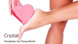  Presentation with heart - PPT layouts enhanced with medical leg veins - woman's foot and red heart background and a lemonade colored foreground