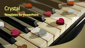  Presentation with musical instruments piano keys and - Presentation design having velentine - colourful hearts on piano keys background and a tawny brown colored foreground
