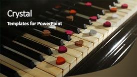  Presentation with hearts - Colorful slide deck enhanced with velentine - colourful hearts on piano keys backdrop and a black colored foreground