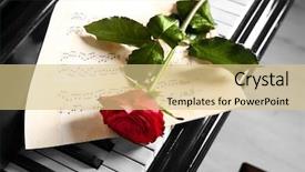  Presentation with musical instruments piano keys and - Slides enhanced with velentine - musical notes and red rose background and a  colored foreground