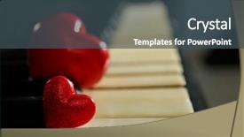  Presentation with red heart key - PPT theme with velentine - red hearts on piano keys background and a ocean colored foreground