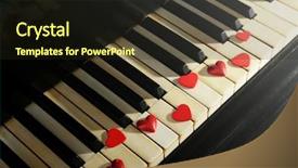  Presentation with piano - Colorful PPT theme enhanced with velentine - red hearts on piano keys backdrop and a wine colored foreground