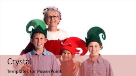  Presentation with christmas elf - Presentation enhanced with velvet dress with 3 elf background and a coral colored foreground