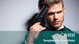  Presentation with holding hands old young - Slides with velvet revolvers - young assasin holding his gun background and a ocean colored foreground