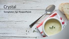  Presentation with thyme - Slide deck with alimentation food - velvet sauce with thyme background and a light gray colored foreground