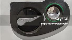  Presentation with vending machine - Cool new presentation design with vending machine coin insert space backdrop and a dark gray colored foreground