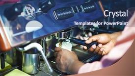  Presentation with vendor - Beautiful presentation featuring vendor machine - male hands during making coffee backdrop and a  colored foreground