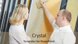  Presentation with paint - Slide set featuring vendor selection - assistant seller help choosing paint background and a coral colored foreground