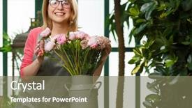  Presentation with vendor - PPT layouts consisting of vendor selection - florist woman in flower shop background and a  colored foreground
