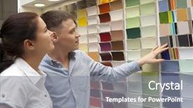  Presentation with painting walls paint roller - Beautiful PPT theme featuring vendor selection - happy couple family select paint backdrop and a gray colored foreground