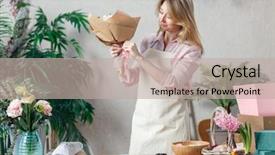  Presentation with paper making - Amazing presentation having vendor selection - photo of florist in apron backdrop and a  colored foreground