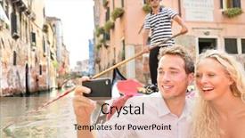  Presentation with romance - PPT theme featuring venetian canal in gondola background and a coral colored foreground