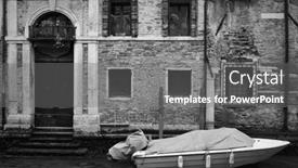  Presentation with house boat - Audience pleasing slide deck consisting of venetian-canal-with-old-house backdrop and a gray colored foreground