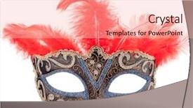  Presentation with masquerade mask - Presentation design enhanced with venetian carnival mask isolated background and a lemonade colored foreground