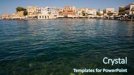  Presentation with crete island - Colorful slides enhanced with venetian port of chania in the island of crete greece backdrop and a tawny brown colored foreground