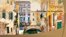  Presentation with canals - Presentation design consisting of venetian-street-and-canals-artistic background and a yellow colored foreground