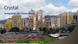  Presentation with venezuela - Presentation theme enhanced with venezuela - caracas downtown background and a sky blue colored foreground