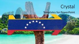  Presentation with venezuela - Beautiful PPT theme featuring venezuela flag wooden sign backdrop and a arctic colored foreground