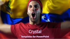  Presentation with venezuela - Amazing slide deck having venezuelan guy waving venezuela flag backdrop and a tawny brown colored foreground
