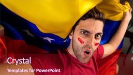 Presentation with venezuela - PPT theme consisting of venezuelan guy waving venezuela flag background and a wine colored foreground
