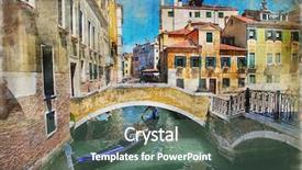  Presentation with canals - Colorful slide deck enhanced with venice- artwork in painting backdrop and a gray colored foreground