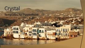  Presentation with greek architecture - Presentation theme featuring venice and traditional greek architecture background and a coral colored foreground