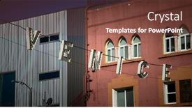  Presentation with venice - PPT layouts enhanced with venice-beach-boardwalk-entrance background and a tawny brown colored foreground