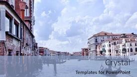  Presentation with canal - Slide deck consisting of venice beautiful romantic italian city on sea with great canal and gondolas background and a light blue colored foreground