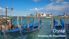  Presentation with lagoon - Audience pleasing presentation theme consisting of gondolas and in lagoon of venice by saint mark san marco square with san giorgio di maggiore church in background in venice italy backdrop and a ocean colored foreground